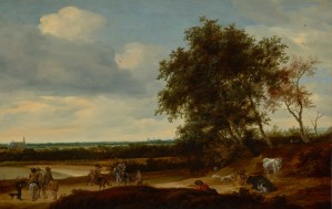 Landscape with travelers and roosting flock